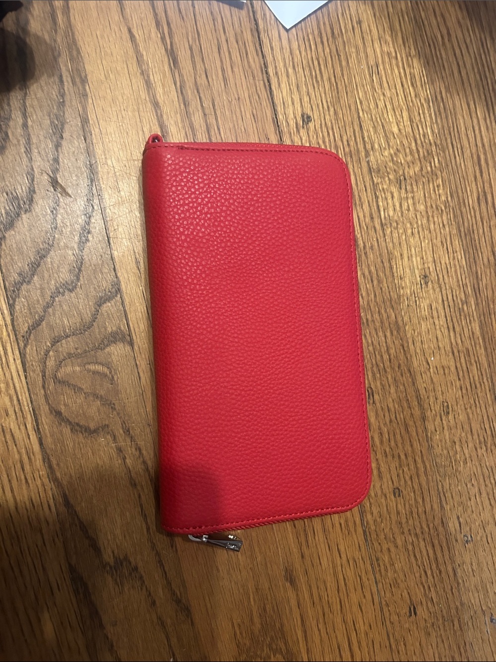 Classic Red Zip-Around Leather Wallet